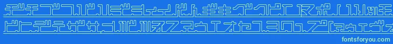 Katakana Pipe-Schriftart – Grüne Schriften auf blauem Hintergrund