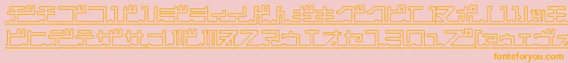 Katakana Pipe-Schriftart – Orangefarbene Schriften auf rosa Hintergrund