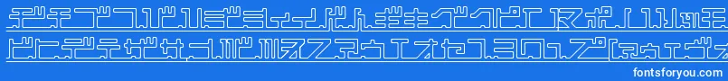 Katakana Pipe-Schriftart – Weiße Schriften auf blauem Hintergrund