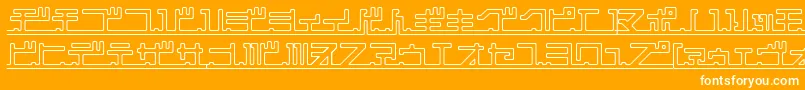 Katakana Pipe-Schriftart – Weiße Schriften auf orangefarbenem Hintergrund