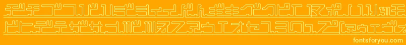 Katakana Pipe-Schriftart – Gelbe Schriften auf orangefarbenem Hintergrund