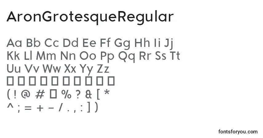 AronGrotesqueRegular Font – alphabet, numbers, special characters