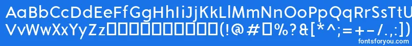 Czcionka AronGrotesqueRegular – białe czcionki na niebieskim tle