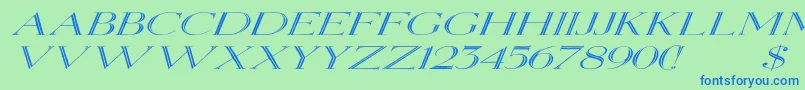 Fonte ElizabethexItalic – fontes azuis em um fundo verde