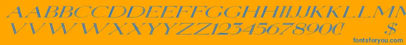 ElizabethexItalic-Schriftart – Blaue Schriften auf orangefarbenem Hintergrund