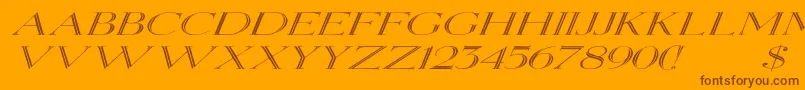 ElizabethexItalic-fontti – ruskeat fontit oranssilla taustalla