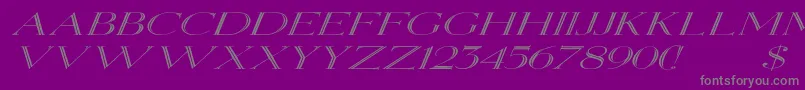 Fonte ElizabethexItalic – fontes cinzas em um fundo violeta