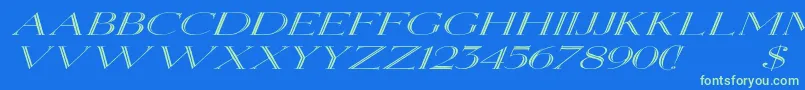 Czcionka ElizabethexItalic – zielone czcionki na niebieskim tle