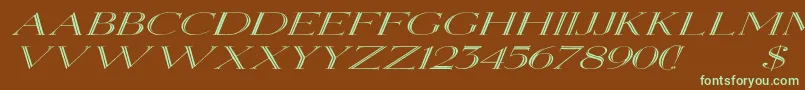 フォントElizabethexItalic – 緑色の文字が茶色の背景にあります。