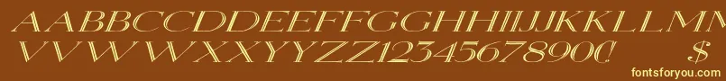 ElizabethexItalic-Schriftart – Gelbe Schriften auf braunem Hintergrund