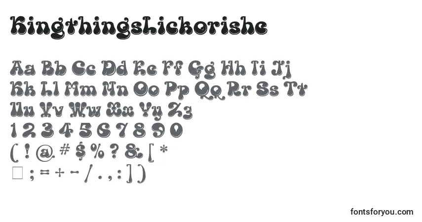 Czcionka KingthingsLickorishe – alfabet, cyfry, specjalne znaki