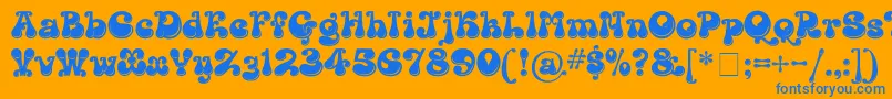 KingthingsLickorishe-Schriftart – Blaue Schriften auf orangefarbenem Hintergrund