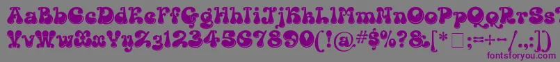 フォントKingthingsLickorishe – 紫色のフォント、灰色の背景