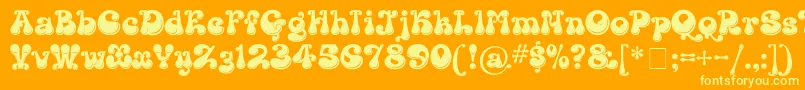 KingthingsLickorishe-Schriftart – Gelbe Schriften auf orangefarbenem Hintergrund