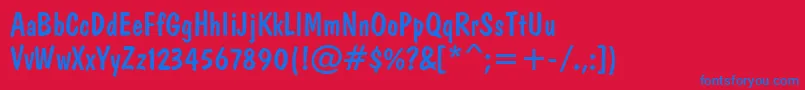 Domcasual Font – Blue Fonts on Red Background