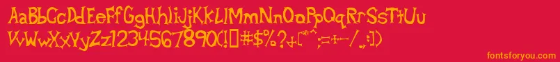 フォントBetad – 赤い背景にオレンジの文字