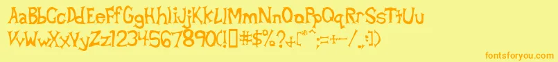 フォントBetad – オレンジの文字が黄色の背景にあります。