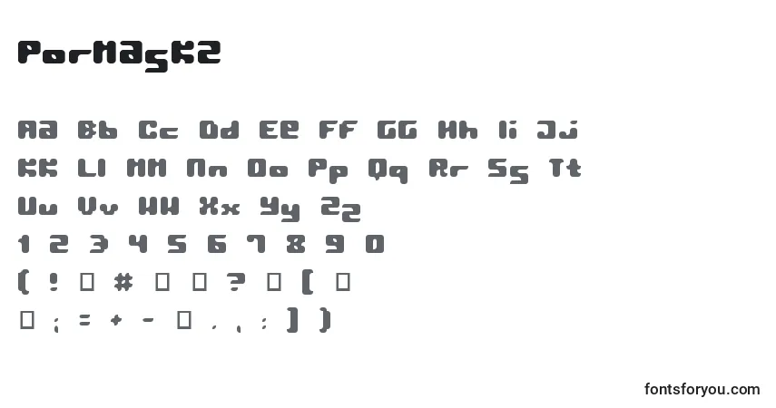 Schriftart Pormask2 – Alphabet, Zahlen, spezielle Symbole
