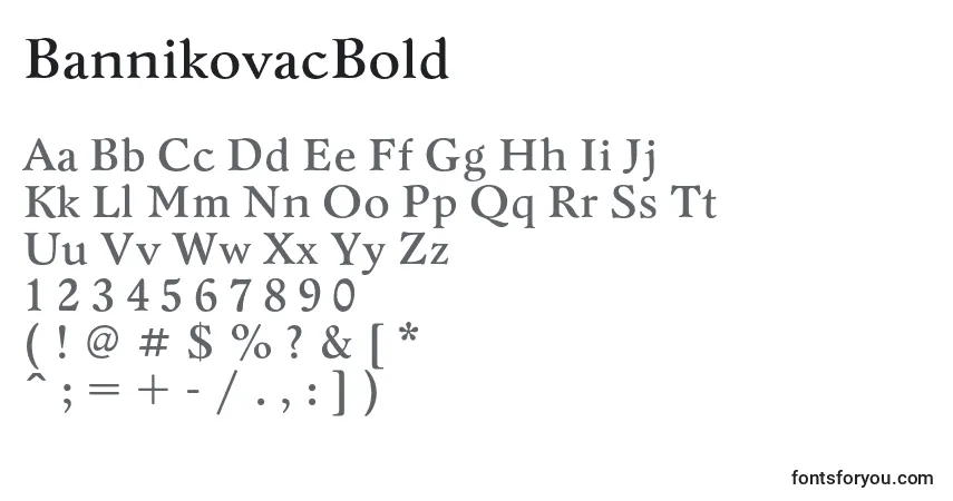 A fonte BannikovacBold – alfabeto, números, caracteres especiais