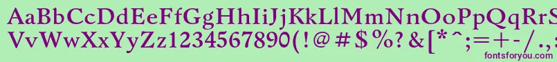 Шрифт BannikovacBold – фиолетовые шрифты на зелёном фоне