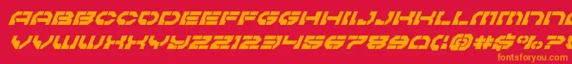 フォントPulsarclasssuperital – 赤い背景にオレンジの文字