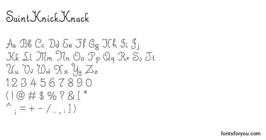 A fonte SaintKnickKnack – alfabeto, números, caracteres especiais