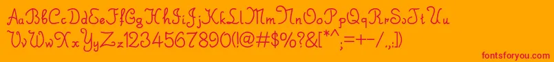 SaintKnickKnack-Schriftart – Rote Schriften auf orangefarbenem Hintergrund