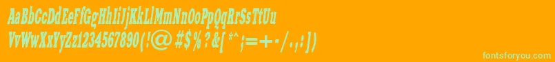 Xnw78C-Schriftart – Grüne Schriften auf orangefarbenem Hintergrund