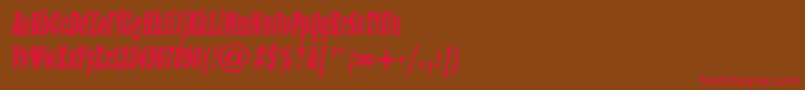 フォントXnw78C – 赤い文字が茶色の背景にあります。