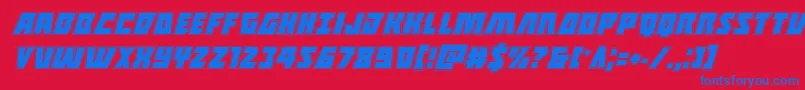 Halfshellheroacadital-Schriftart – Blaue Schriften auf rotem Hintergrund