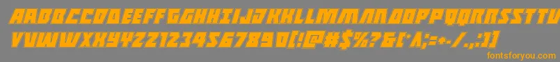 フォントHalfshellheroacadital – オレンジの文字は灰色の背景にあります。