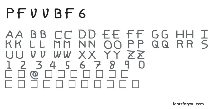 A fonte PfVvbf6 – alfabeto, números, caracteres especiais