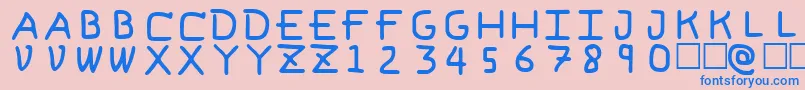 PfVvbf6-Schriftart – Blaue Schriften auf rosa Hintergrund