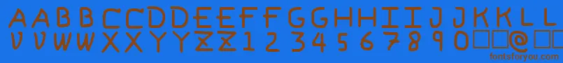 フォントPfVvbf6 – 茶色の文字が青い背景にあります。