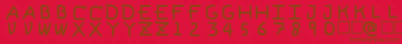 PfVvbf6-fontti – ruskeat fontit punaisella taustalla