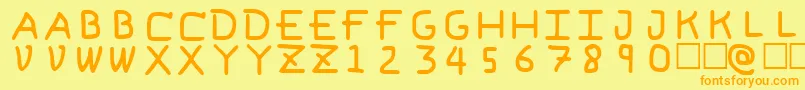 フォントPfVvbf6 – オレンジの文字が黄色の背景にあります。