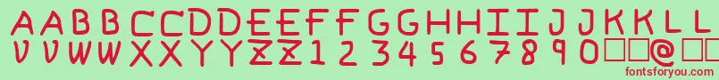フォントPfVvbf6 – 赤い文字の緑の背景
