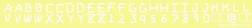 PfVvbf6-Schriftart – Weiße Schriften auf gelbem Hintergrund