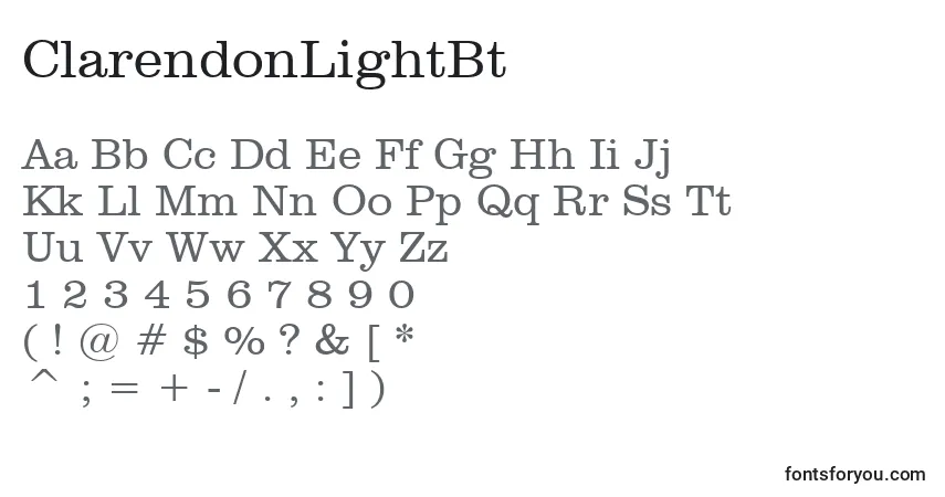 ClarendonLightBt Font – alphabet, numbers, special characters