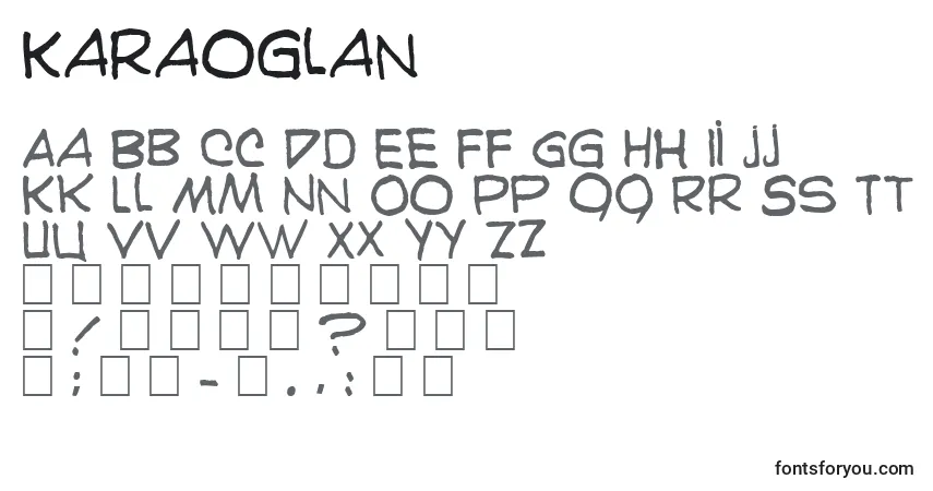 A fonte Karaoglan – alfabeto, números, caracteres especiais