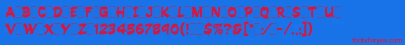 HandDrawnLetPlain.1.0 Font – Red Fonts on Blue Background