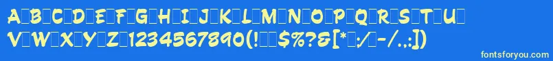 HandDrawnLetPlain.1.0-Schriftart – Gelbe Schriften auf blauem Hintergrund