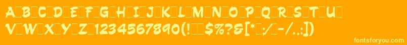 Подробнее о шрифте HandDrawnLetPlain.1.0 Шрифт HandDrawnLetPlain.1.0 – жёлтые шрифты на оранжевом фоне