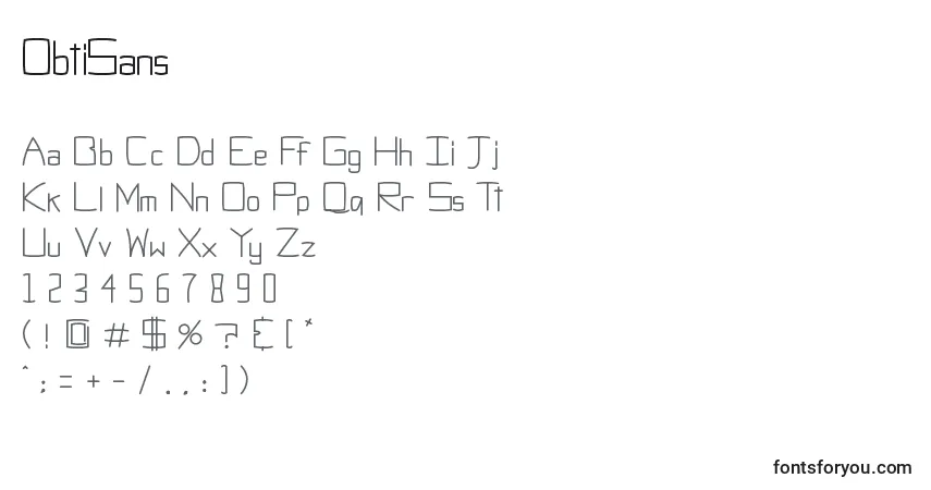 characters of obtisans font, letter of obtisans font, alphabet of  obtisans font