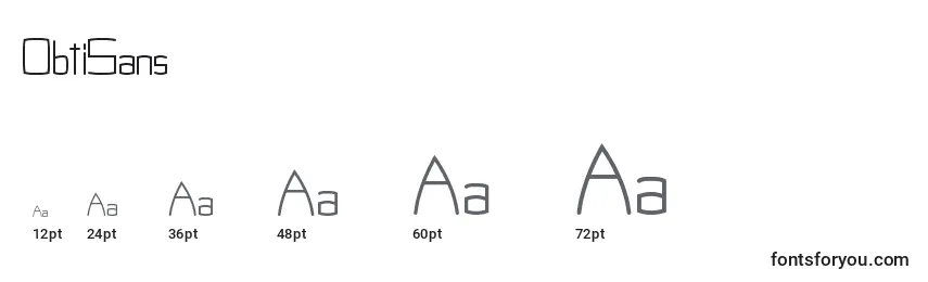 sizes of obtisans font, obtisans sizes