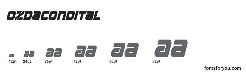 sizes of ozdacondital font, ozdacondital sizes