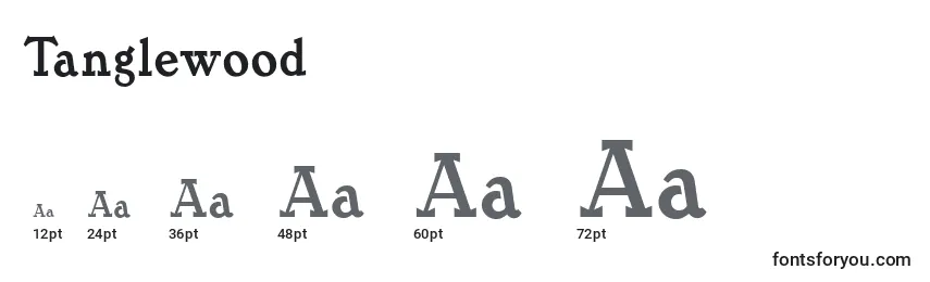 sizes of tanglewood font, tanglewood sizes