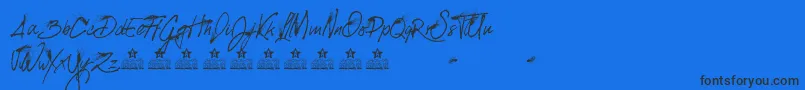 Fonte SplattedPersonalUse – fontes pretas em um fundo azul