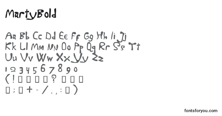 Шрифт MartyBold – алфавит, цифры, специальные символы