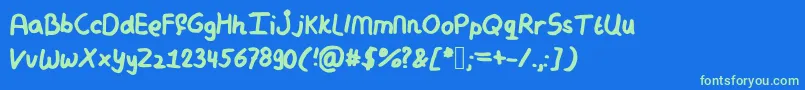 Mymessyhandwriting Font – Green Fonts on Blue Background